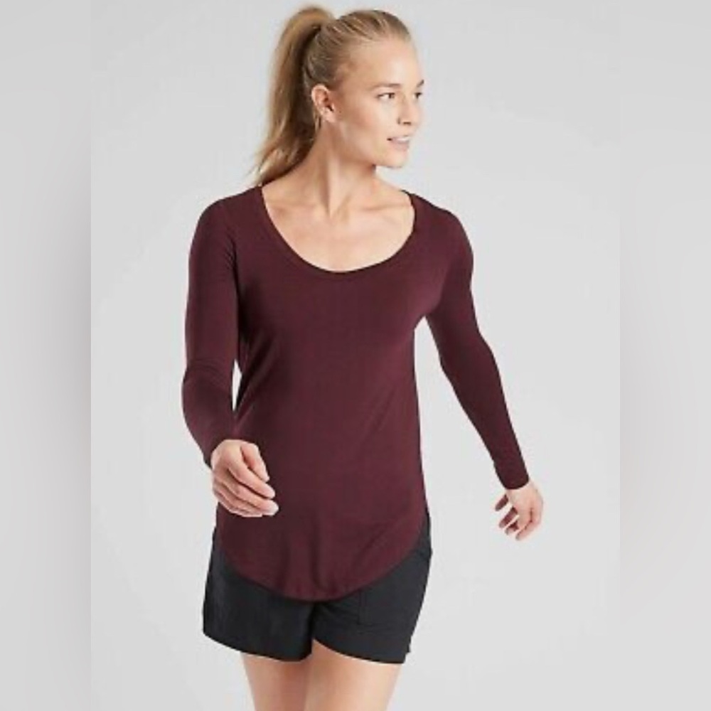 Athleta Women's Long Sleeve Tee - Burgundy